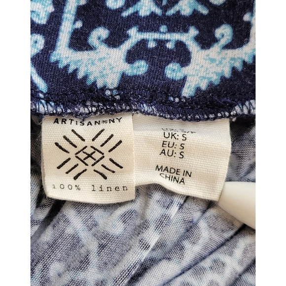 ARTISAN NY Womens Sz S Boho Joggers Lounge Comfy Pants Blue White Pattern - Picture 9 of 11